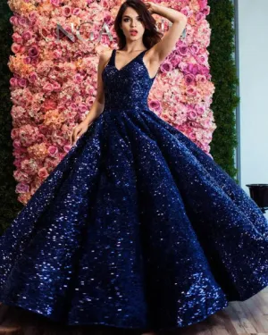 Sparkly Sequined Quinceanera Dress V-Neck Princess Ball Gowns vestidos de quinceañera Celebrity Dress