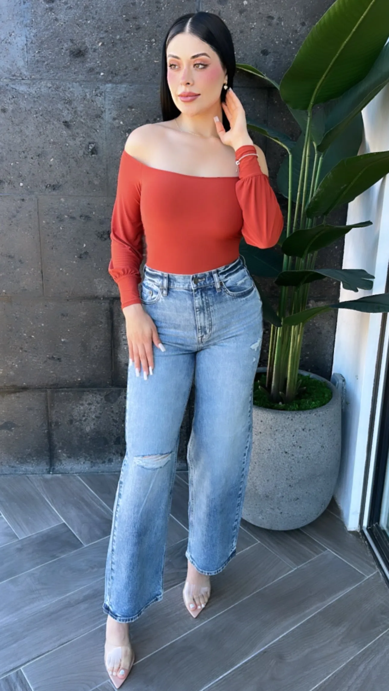 STUCK ON YOU RUST BODYSUIT
