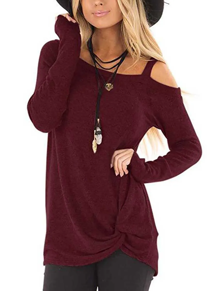 Stunncal Long Sleeve Knotted Sweatshirt T-Shirt
