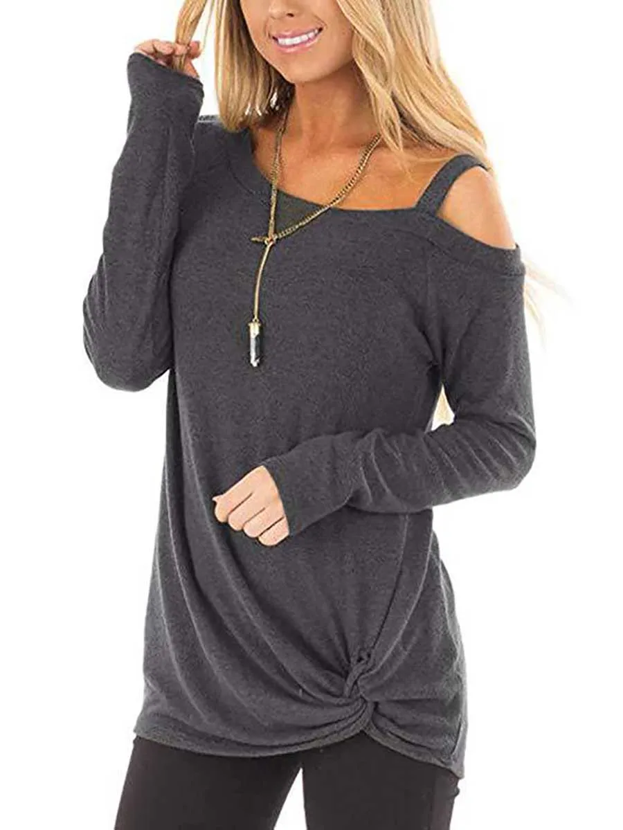 Stunncal Long Sleeve Knotted Sweatshirt T-Shirt