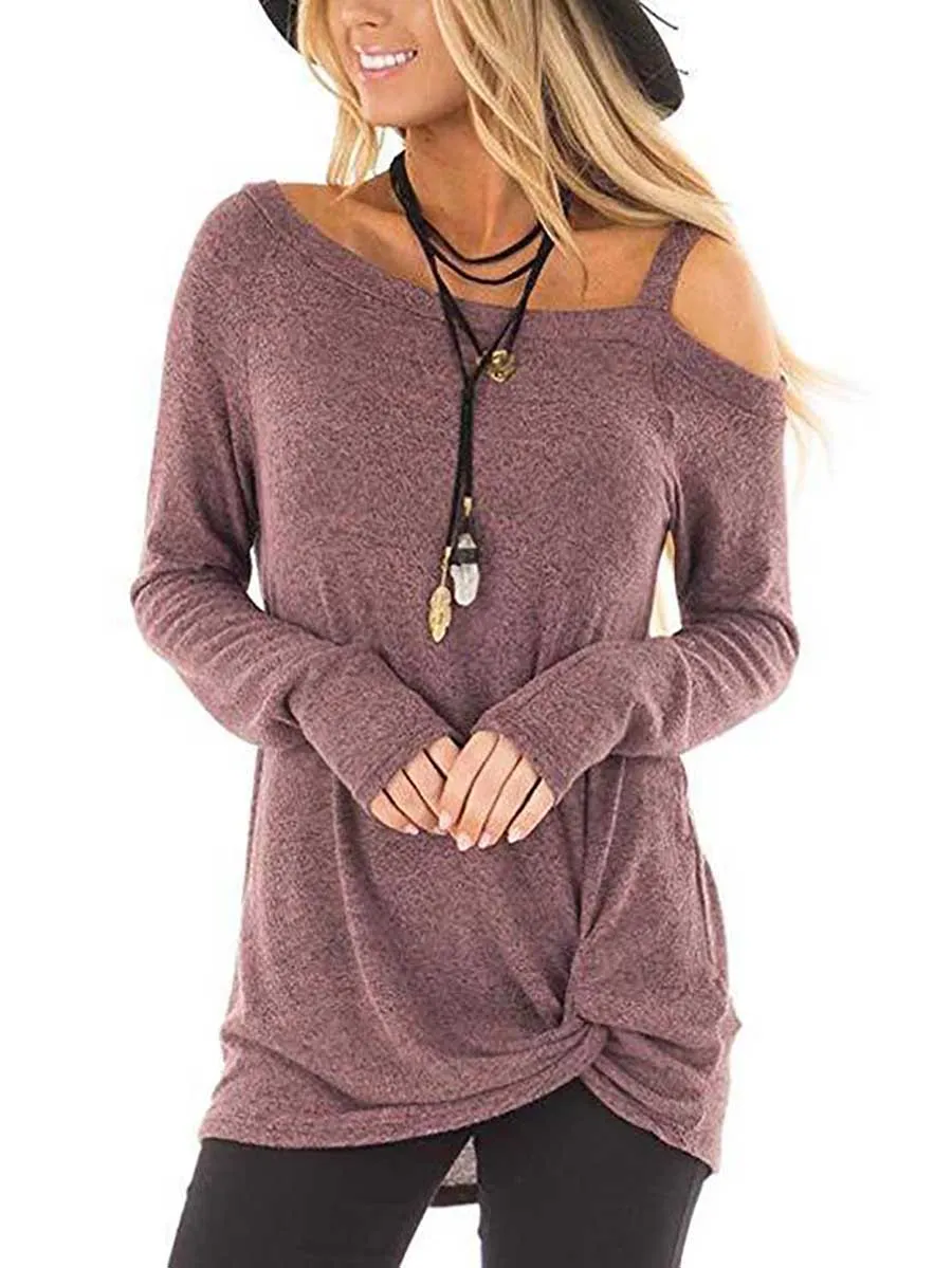 Stunncal Long Sleeve Knotted Sweatshirt T-Shirt