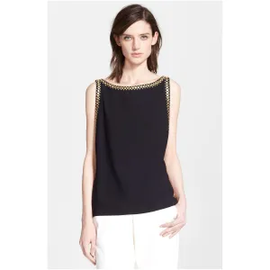 Tamara Mellon Black Sleeveless Studded Top $795 NEW
