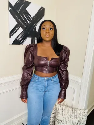 The "Janet" Cropped Top - Burgundy