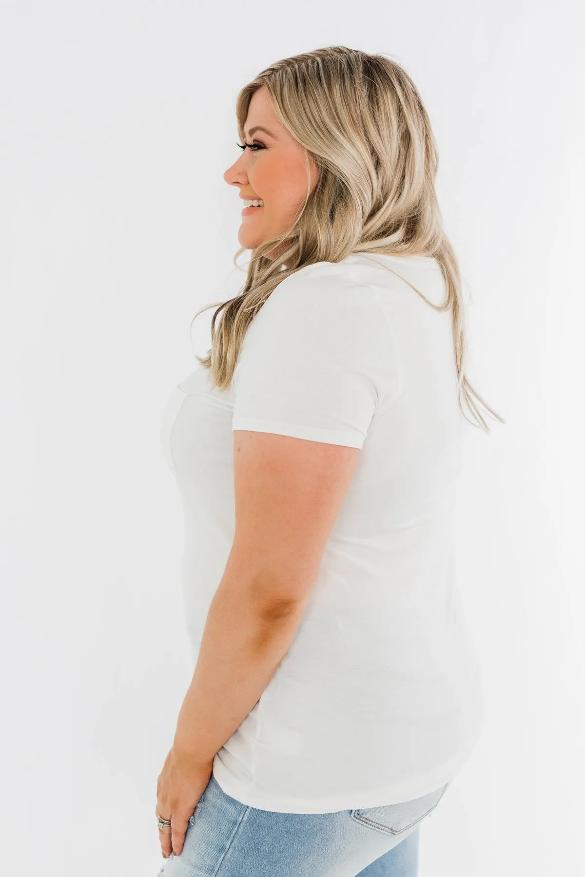 This is Me Notch Pocket Top- Off White