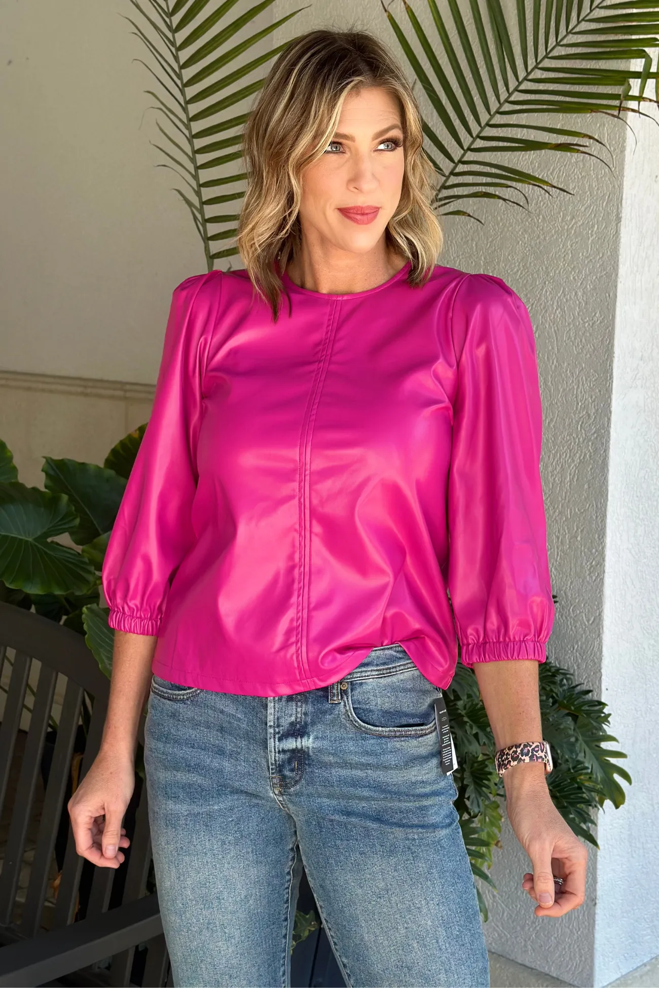 THML Life Of The Party Faux Leather Top