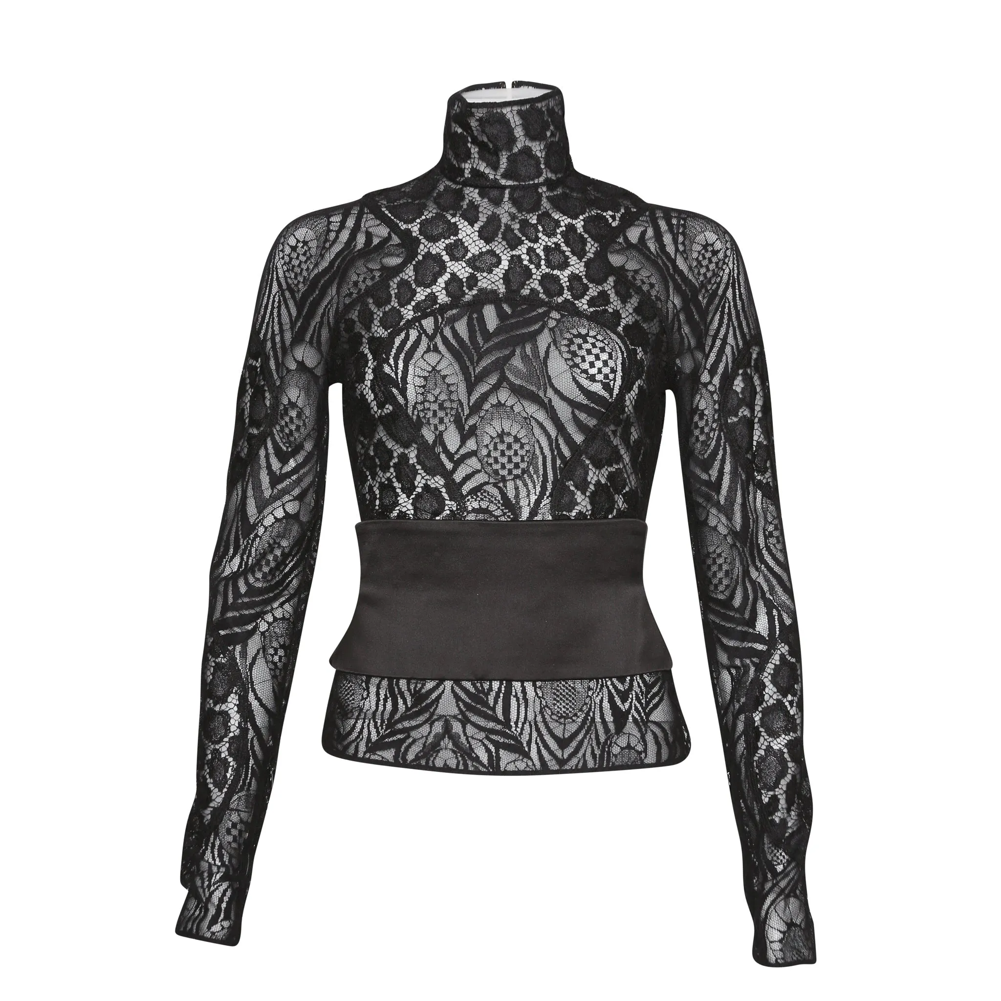 TOM FORD LACE TOP WITH BELTED CORSET