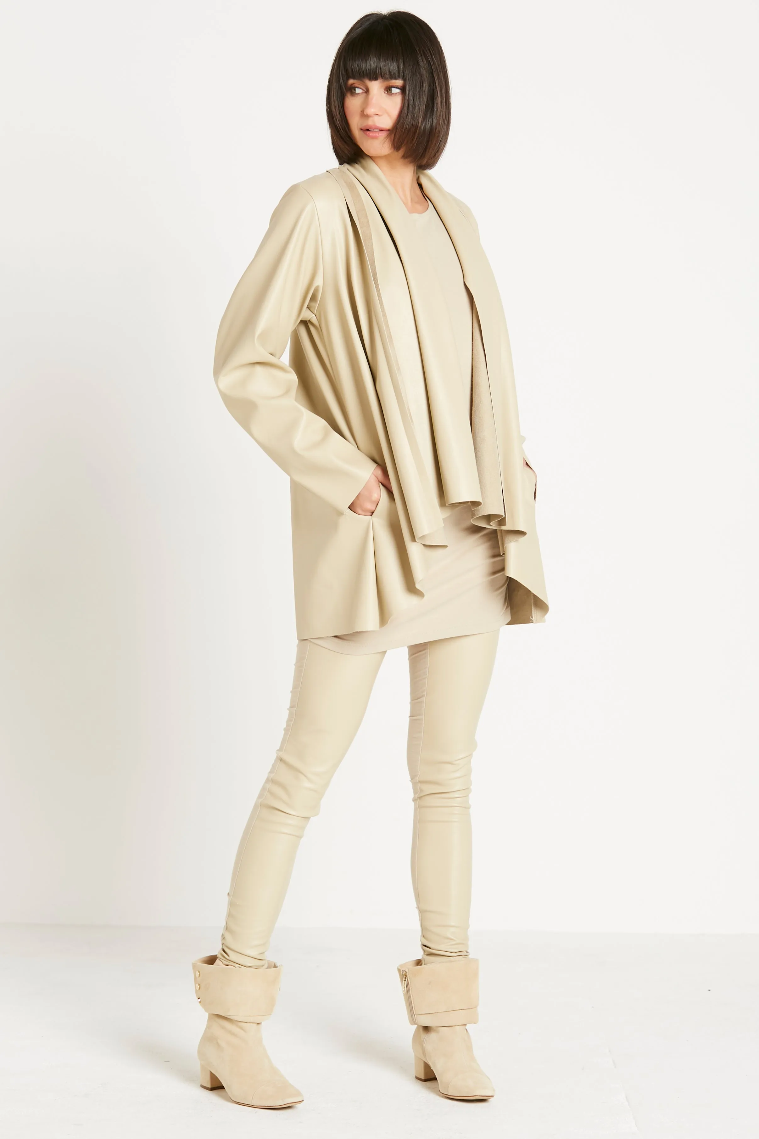 Vegan Leather Kimono Jacket