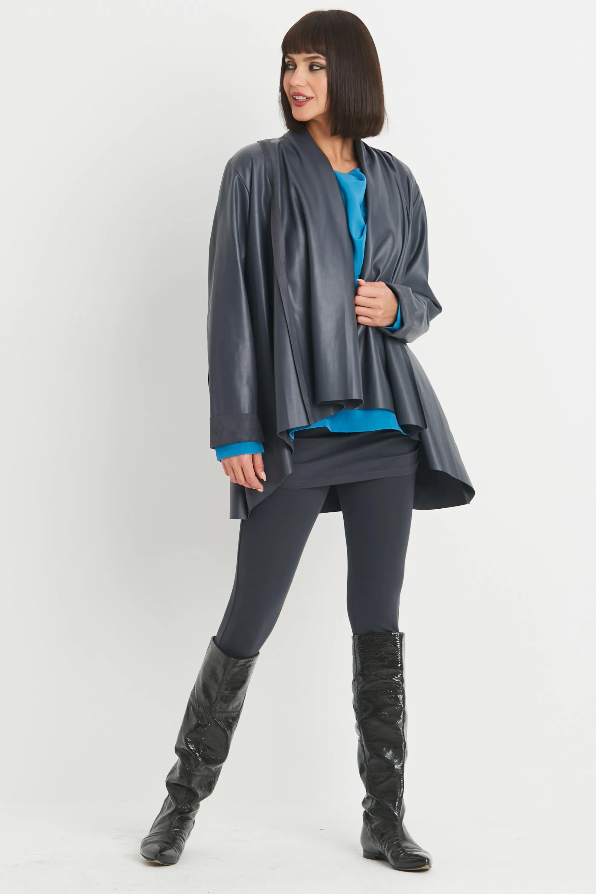 Vegan Leather Kimono Jacket