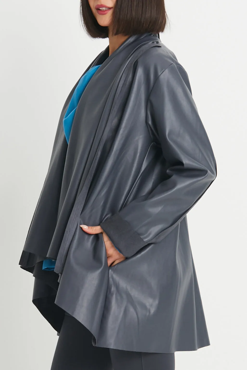 Vegan Leather Kimono Jacket