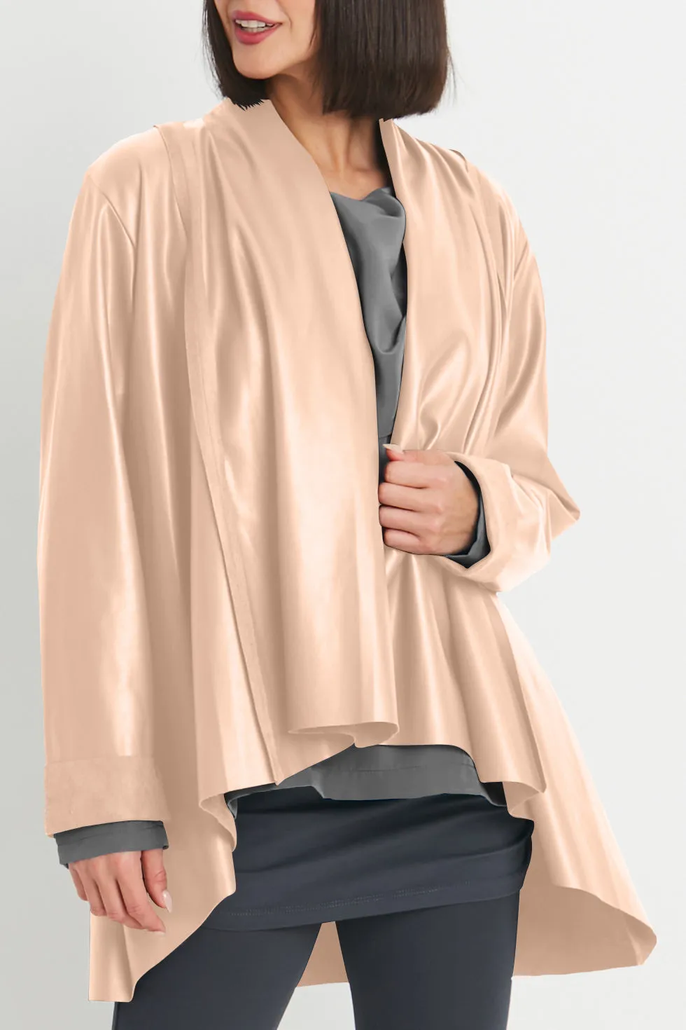 Vegan Leather Kimono Jacket
