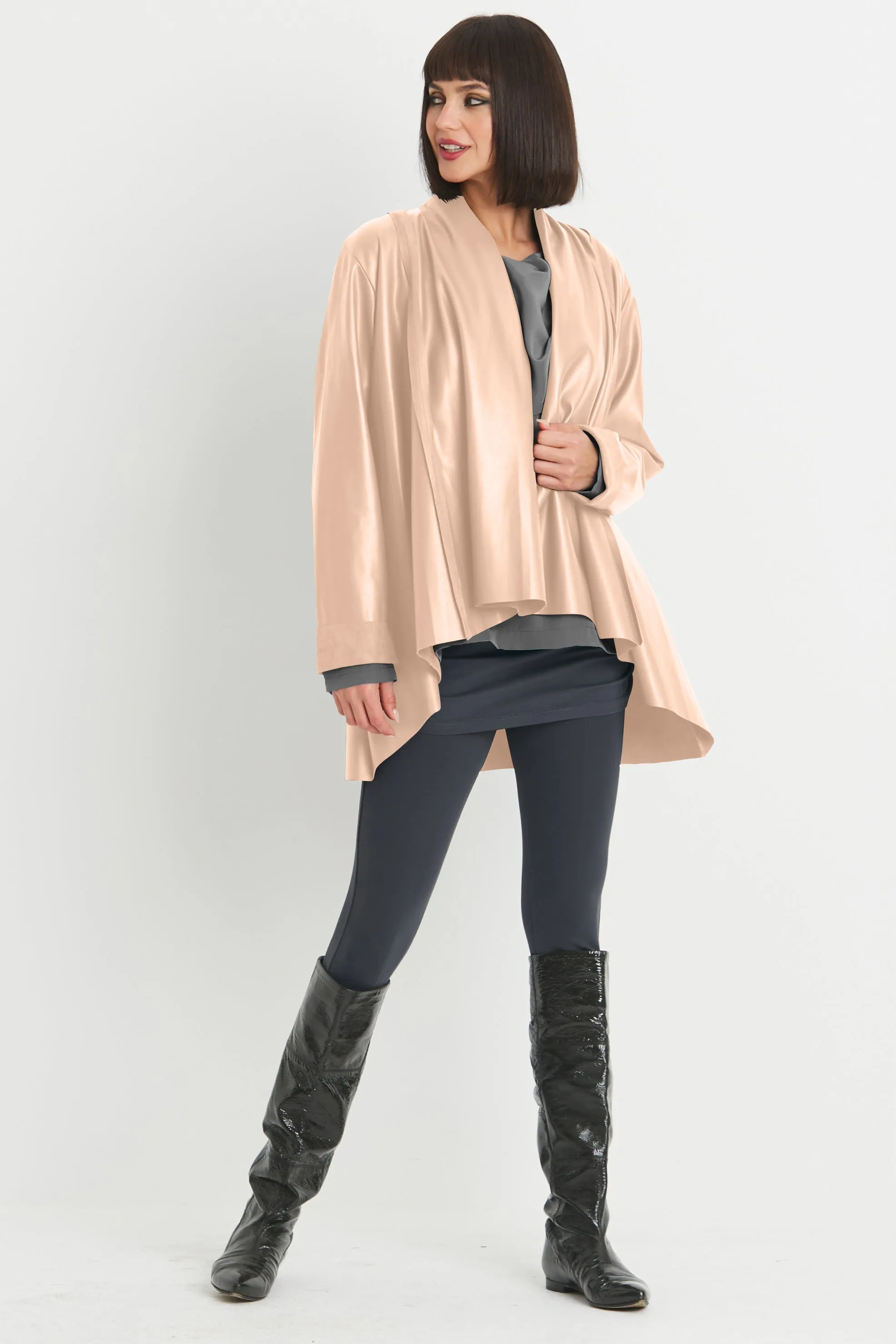 Vegan Leather Kimono Jacket