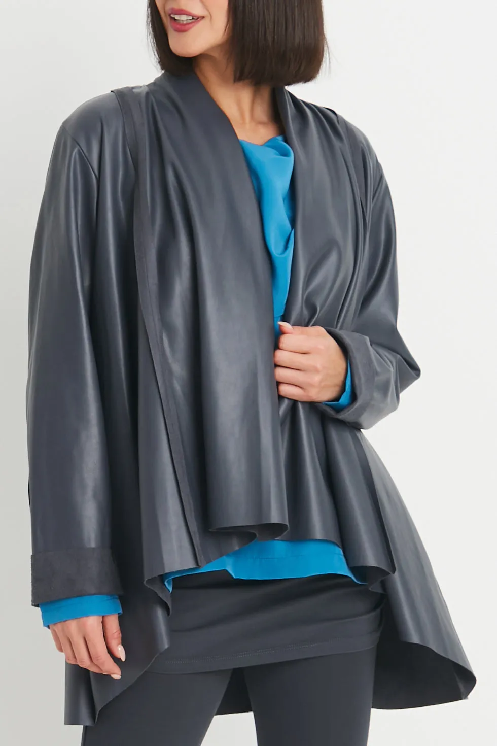 Vegan Leather Kimono Jacket