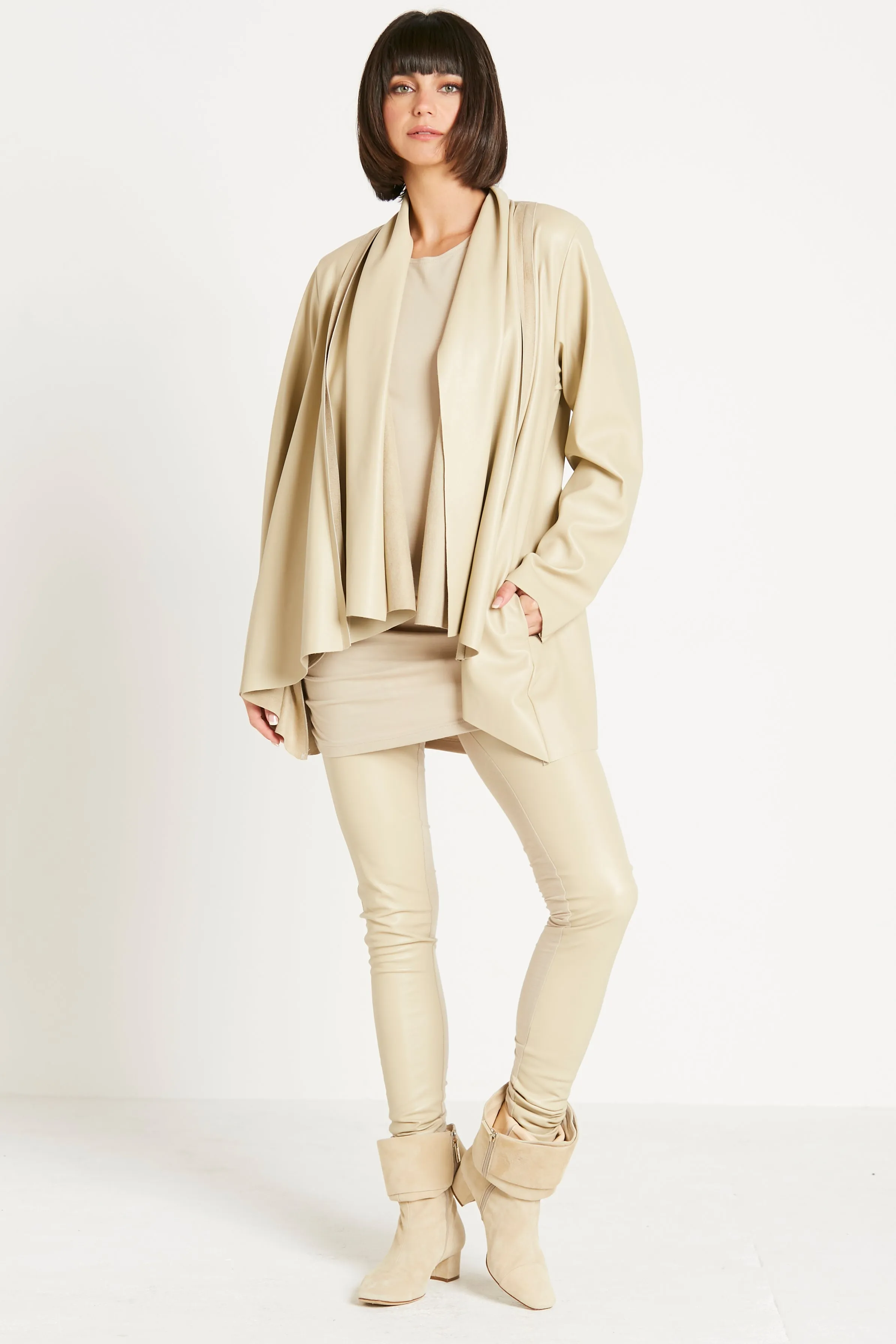 Vegan Leather Kimono Jacket