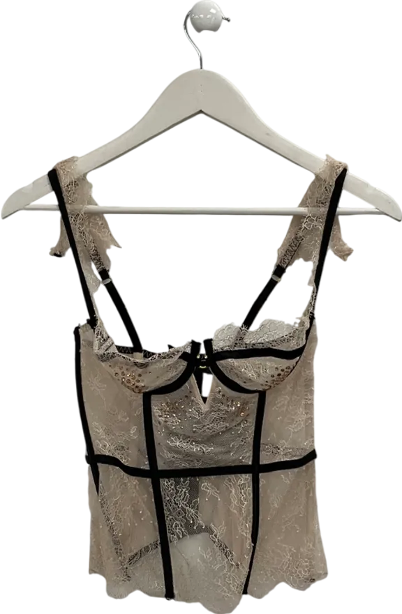 victoria secret Beige Chantilly Lace Corset Top UK 34B
