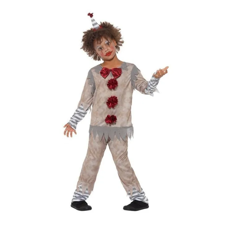 Vintage Clown Boy Costume, Grey & Red