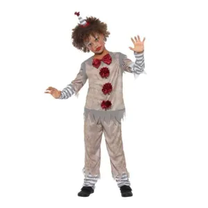Vintage Clown Boy Costume, Grey & Red