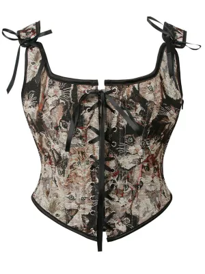 Vintage Renaissance Bodice Boned Corset Bustier Shapewear Top