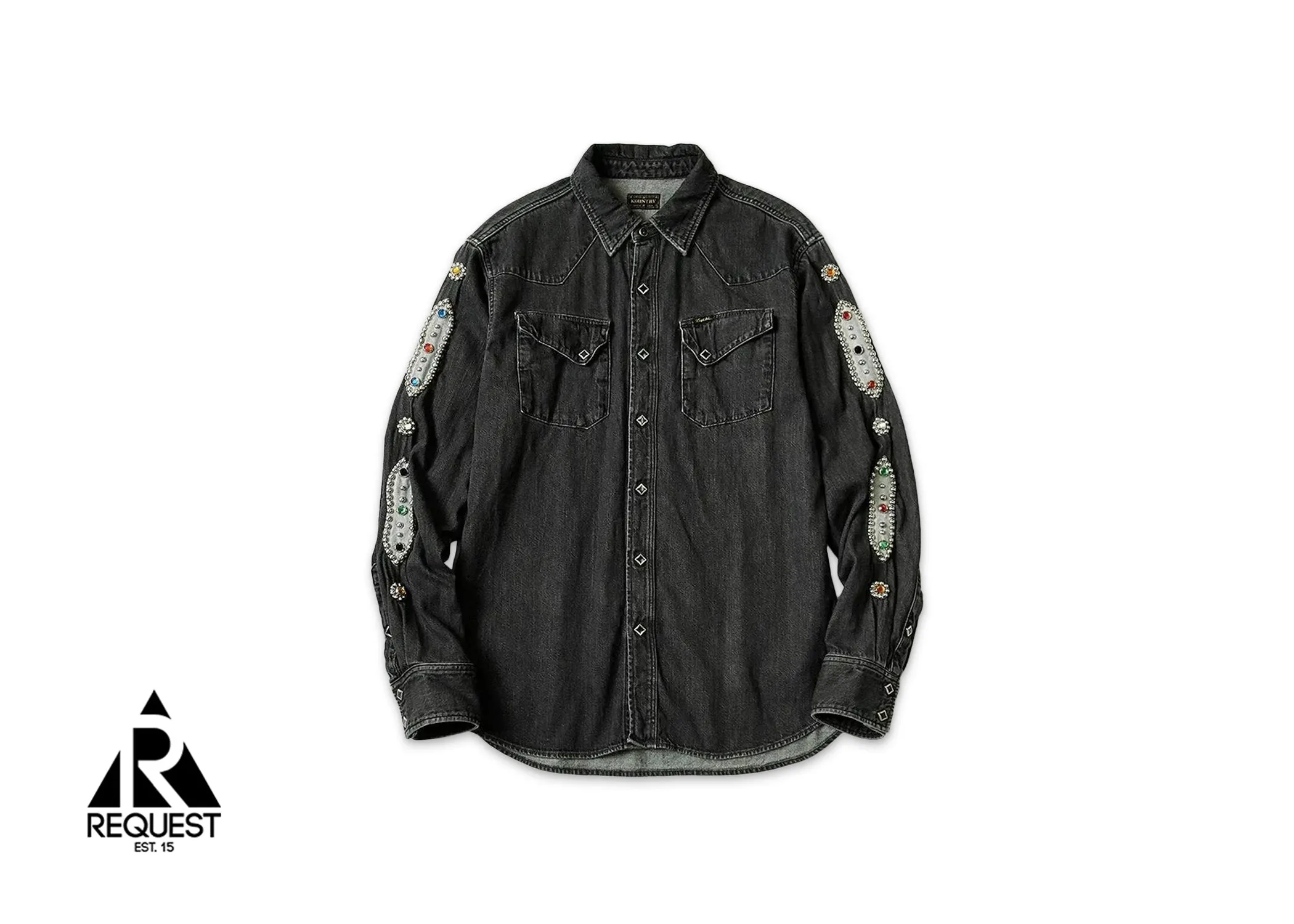Western Denim Studded Shirt "Black"