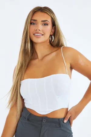 White Corset Detail Cropped Top - Cosima