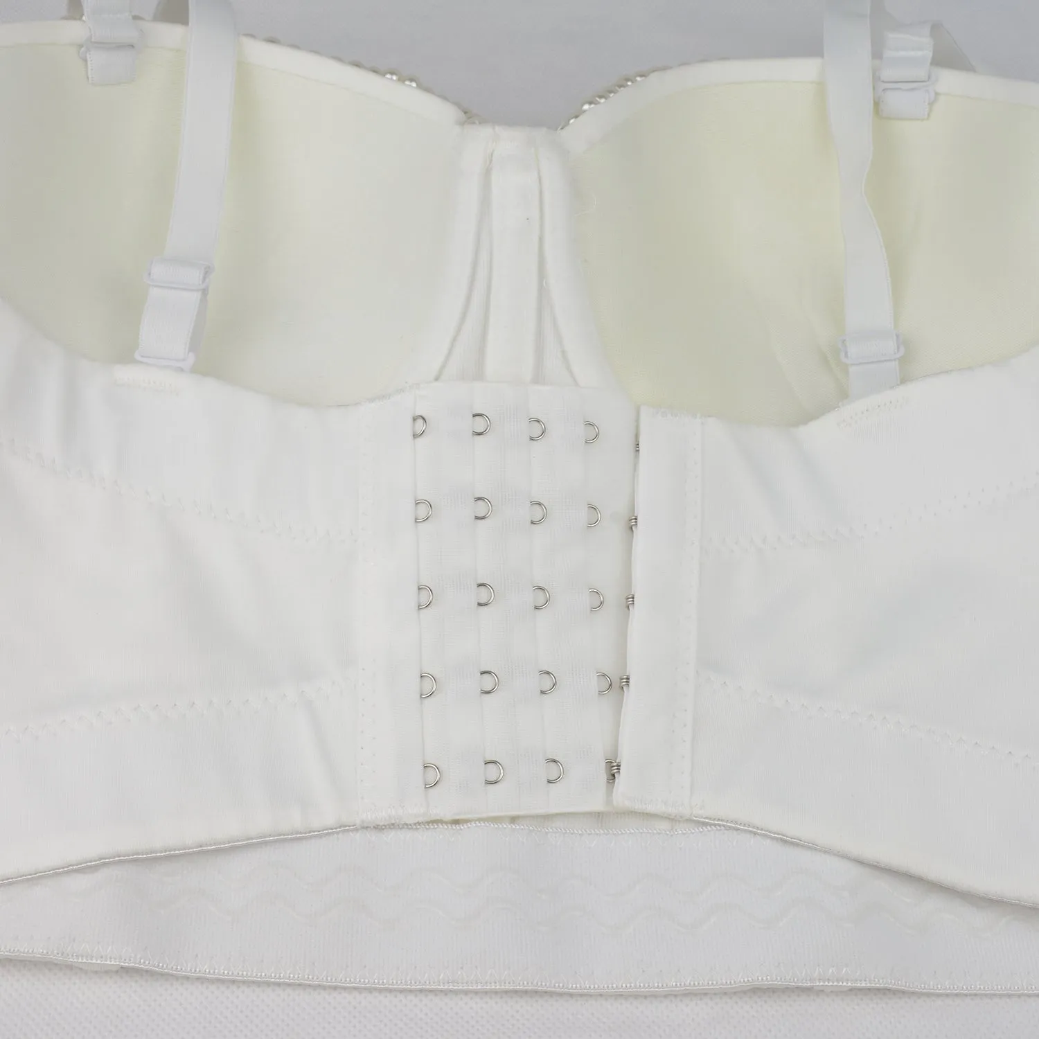 White Pearls Beaded Bustier Corset Club Party Cage Bra