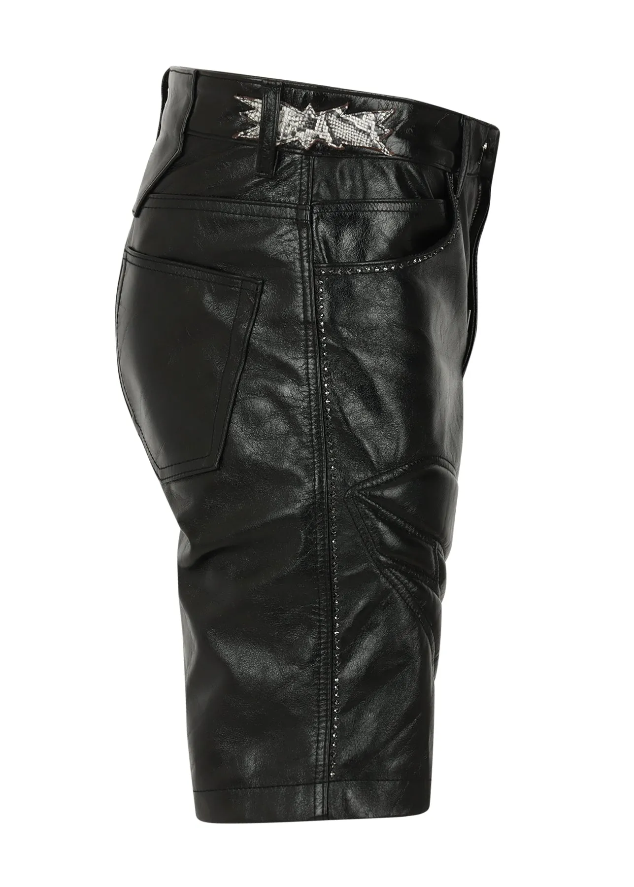 WINGED LOGO BIKER SHORTS (LEATHER )