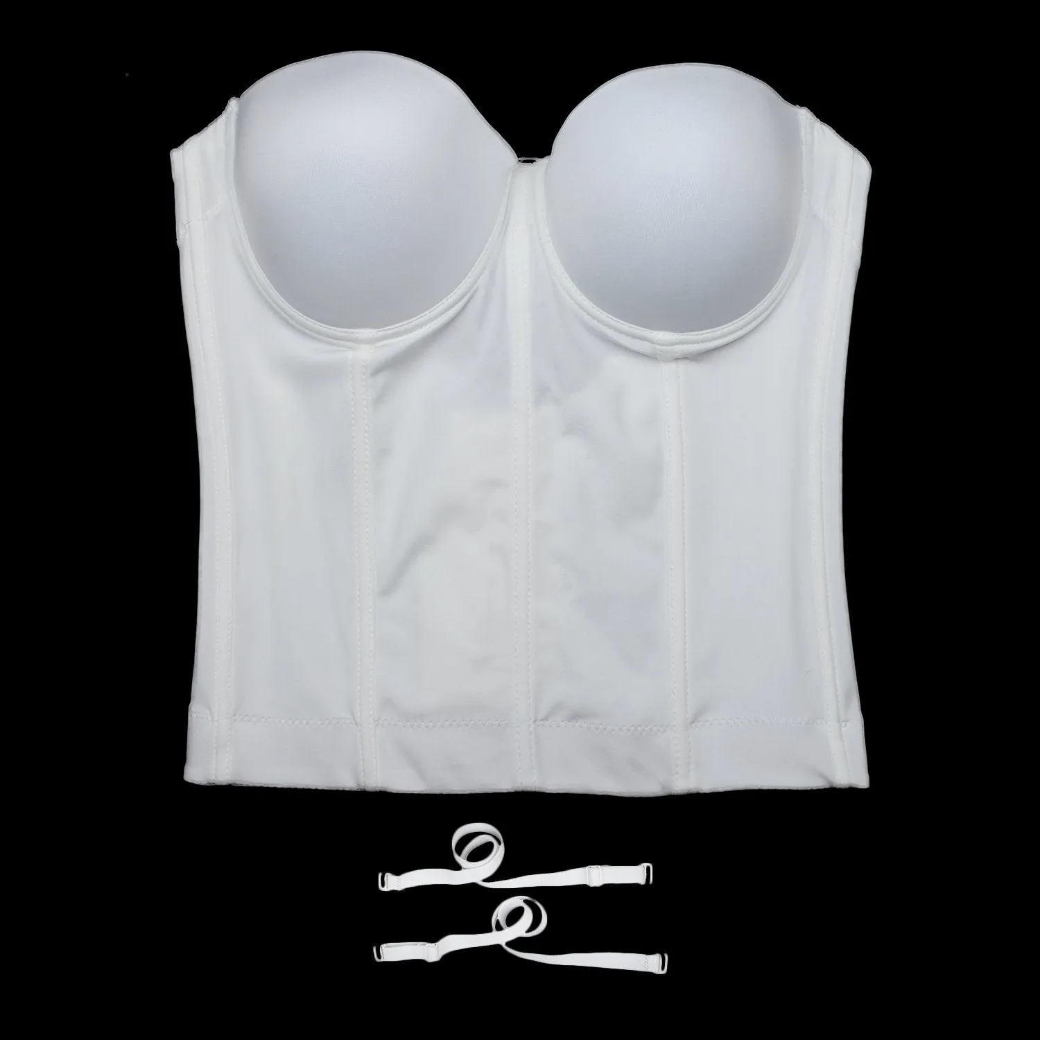 Women Smooth Long Bustier Crop Top Basic Corset Top White