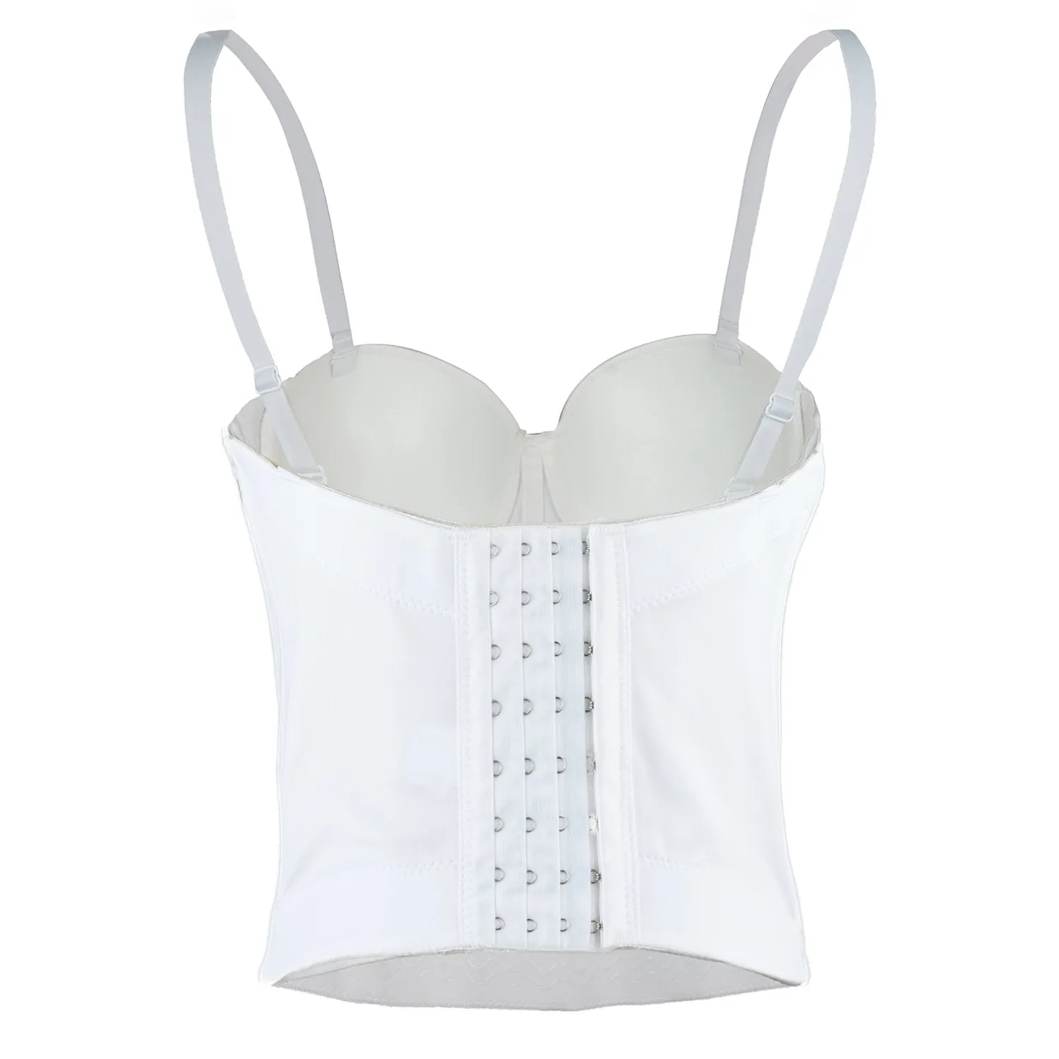Women Smooth Long Bustier Crop Top Basic Corset Top White
