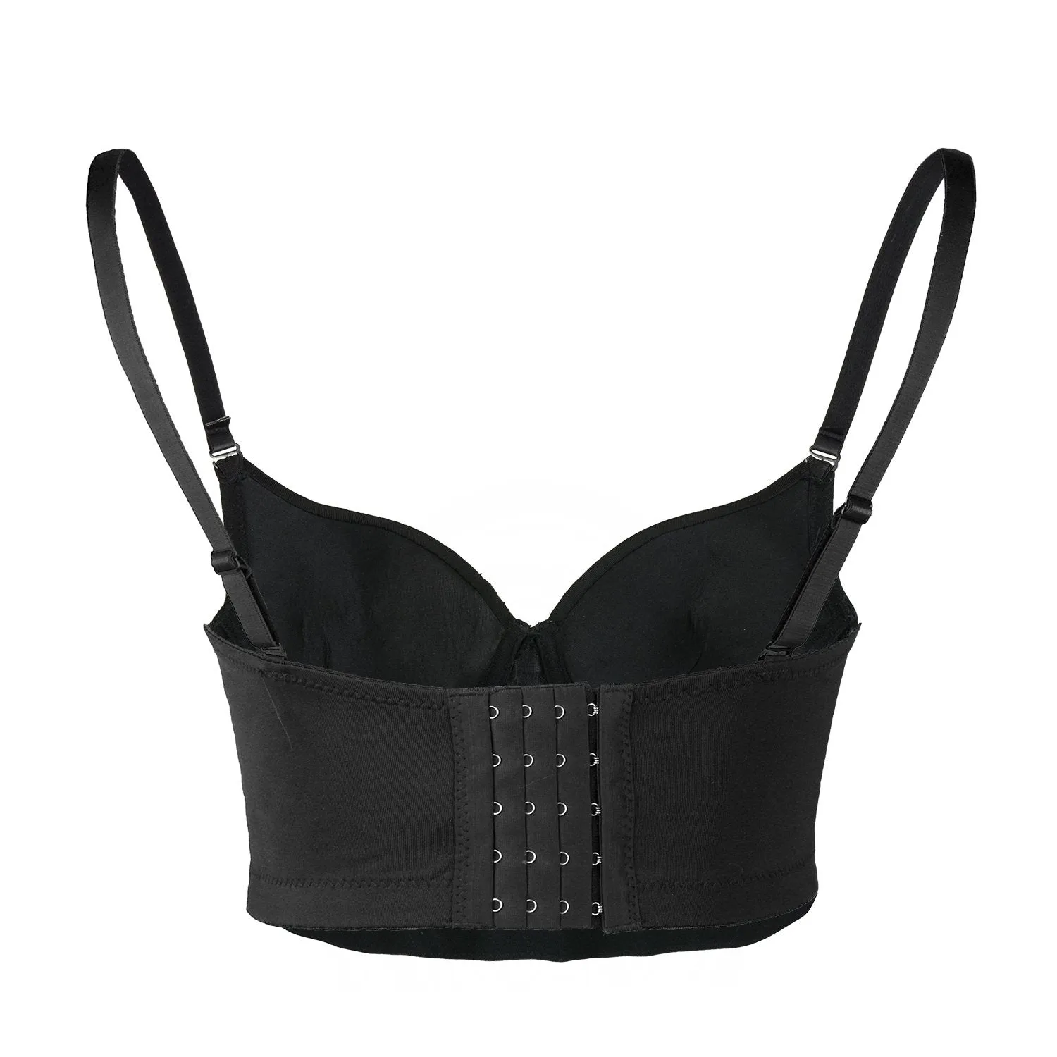 Women's Gemstone Bustier Crop Top Sexy Punk Rhinestone Corset Top Bra Black