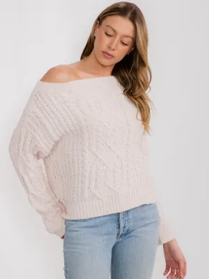 WOMEN'S LONG SLEEVE OFF SHOULDER KNIT PULLOVER SWEATER