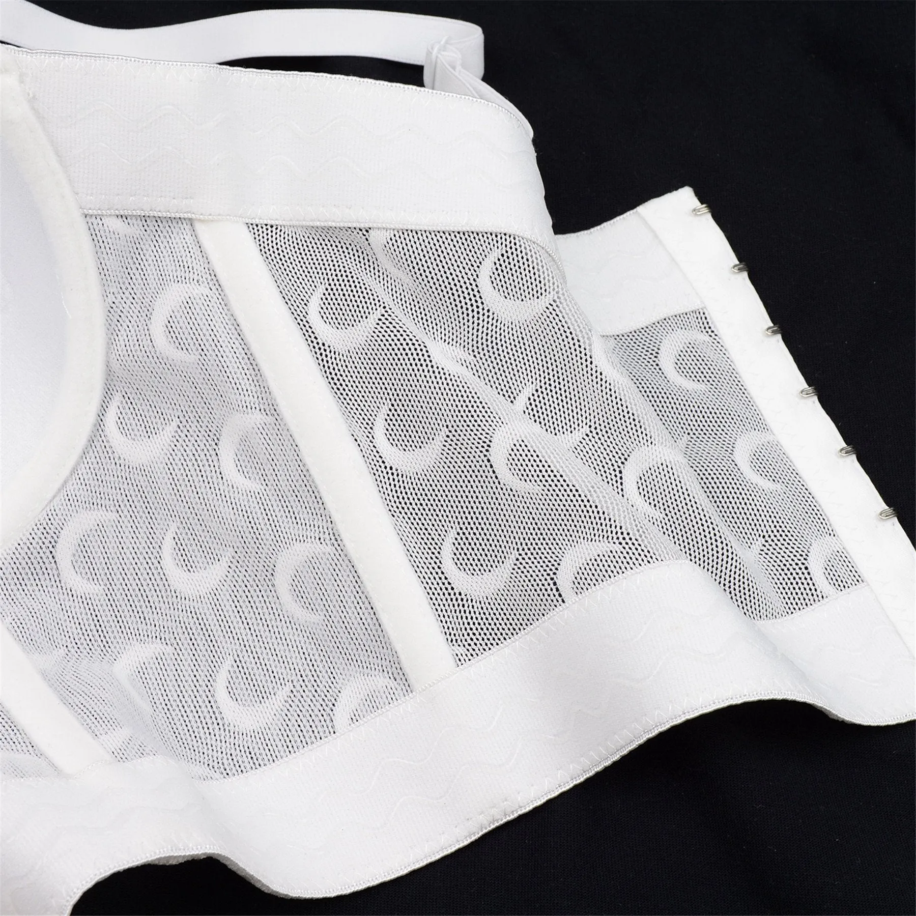 Women's Mesh Crescent Moon Print Bustier Crop Top Sexy Corset Top Bra White 34/75