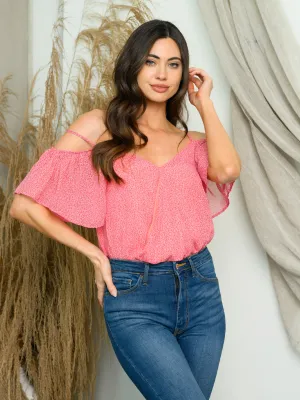 WOMEN'S OFF SHOULDER SURPLICE ANIMAL PRINT BODYSUIT
