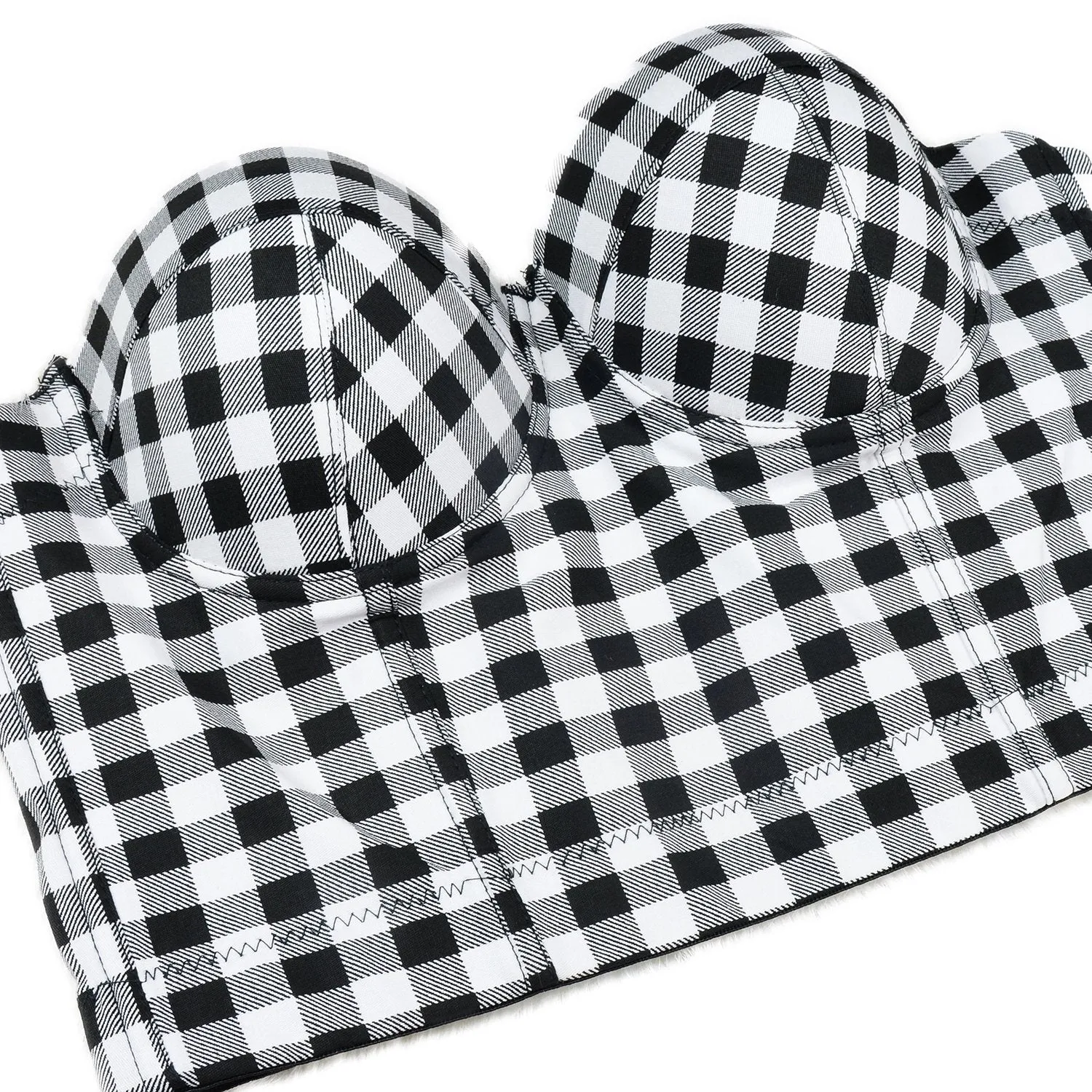 Women's Plaid Bustier Crop Top Sexy Women's Corset Top Bra Black