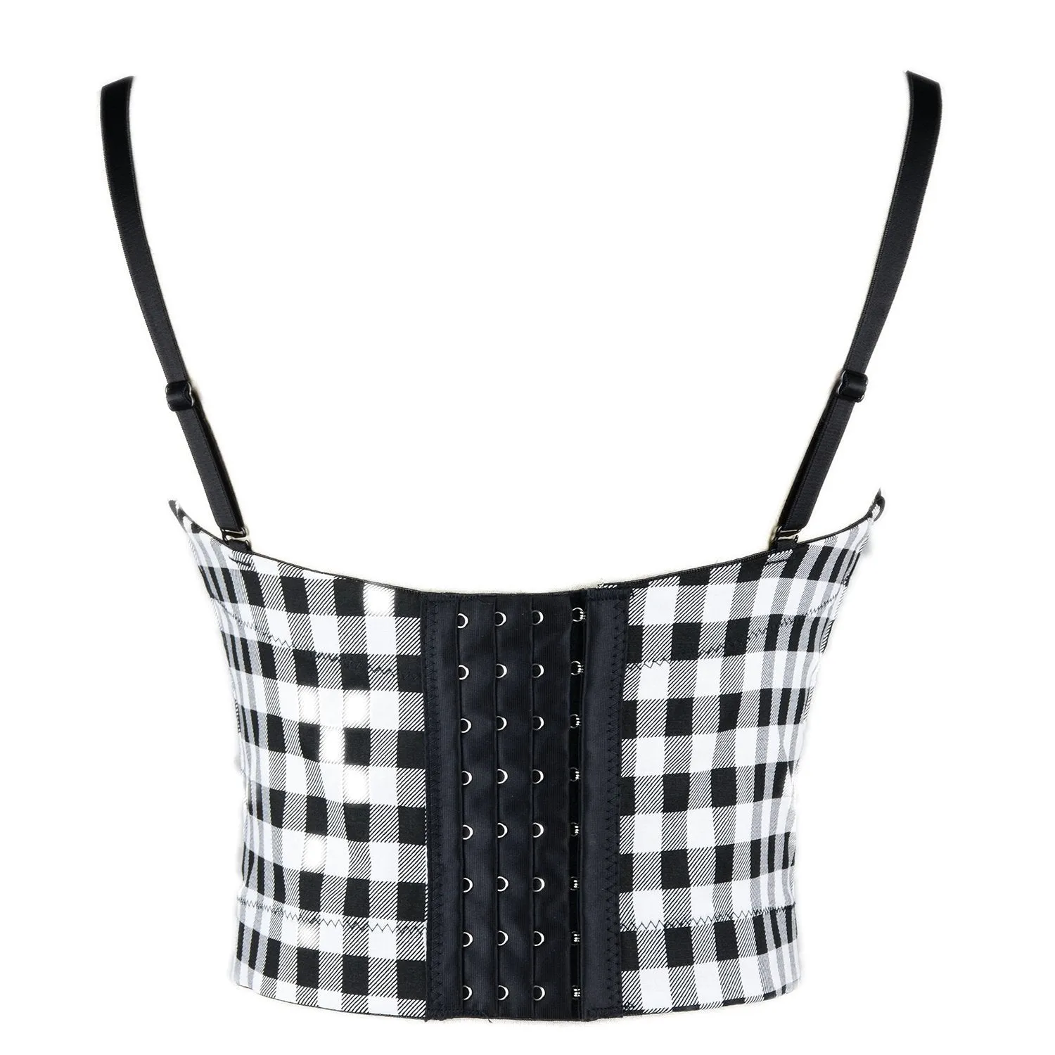 Women's Plaid Bustier Crop Top Sexy Women's Corset Top Bra Black