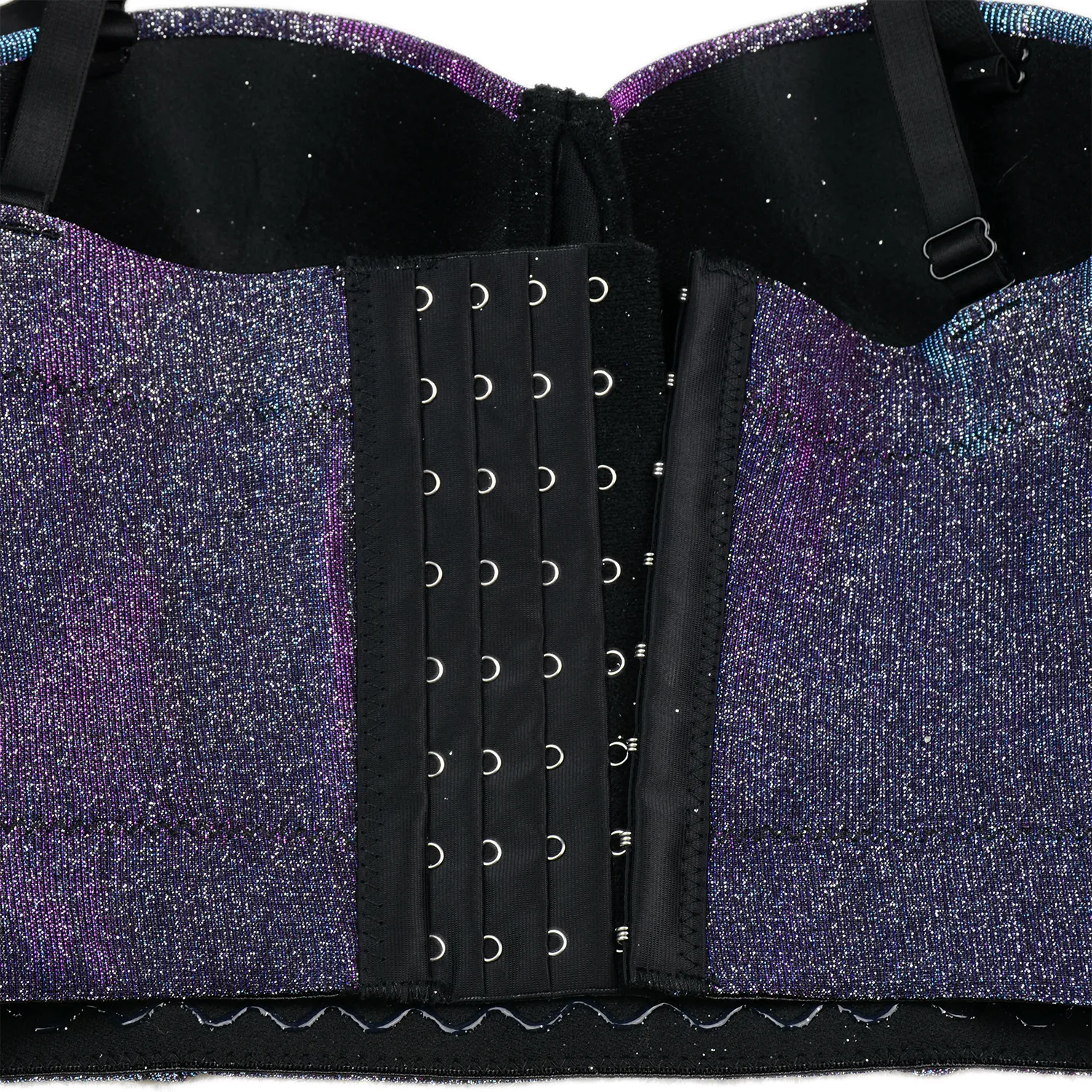 Women's Shiny Bustier Crop Top Sexy Prom Corset Top Bra Gradient Purple