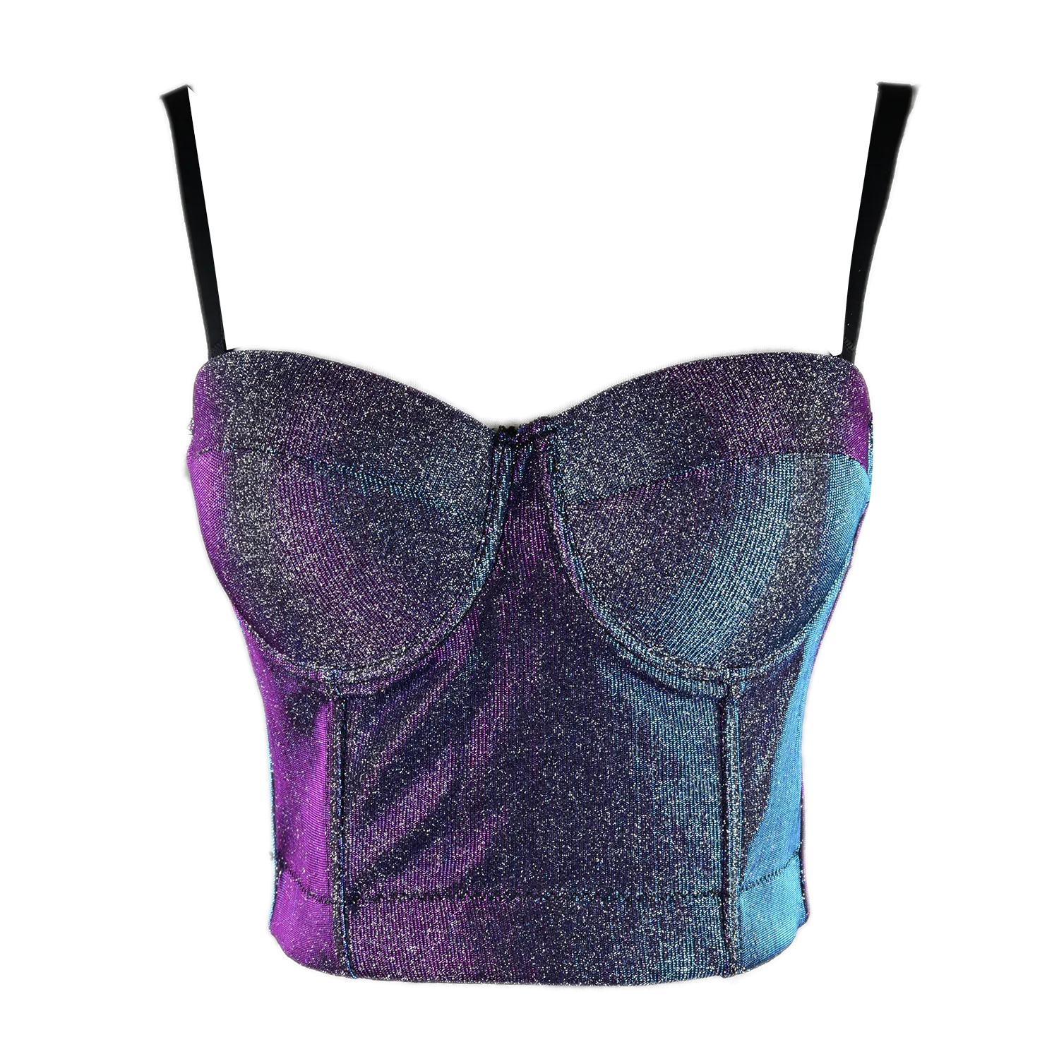 Women's Shiny Bustier Crop Top Sexy Prom Corset Top Bra Gradient Purple