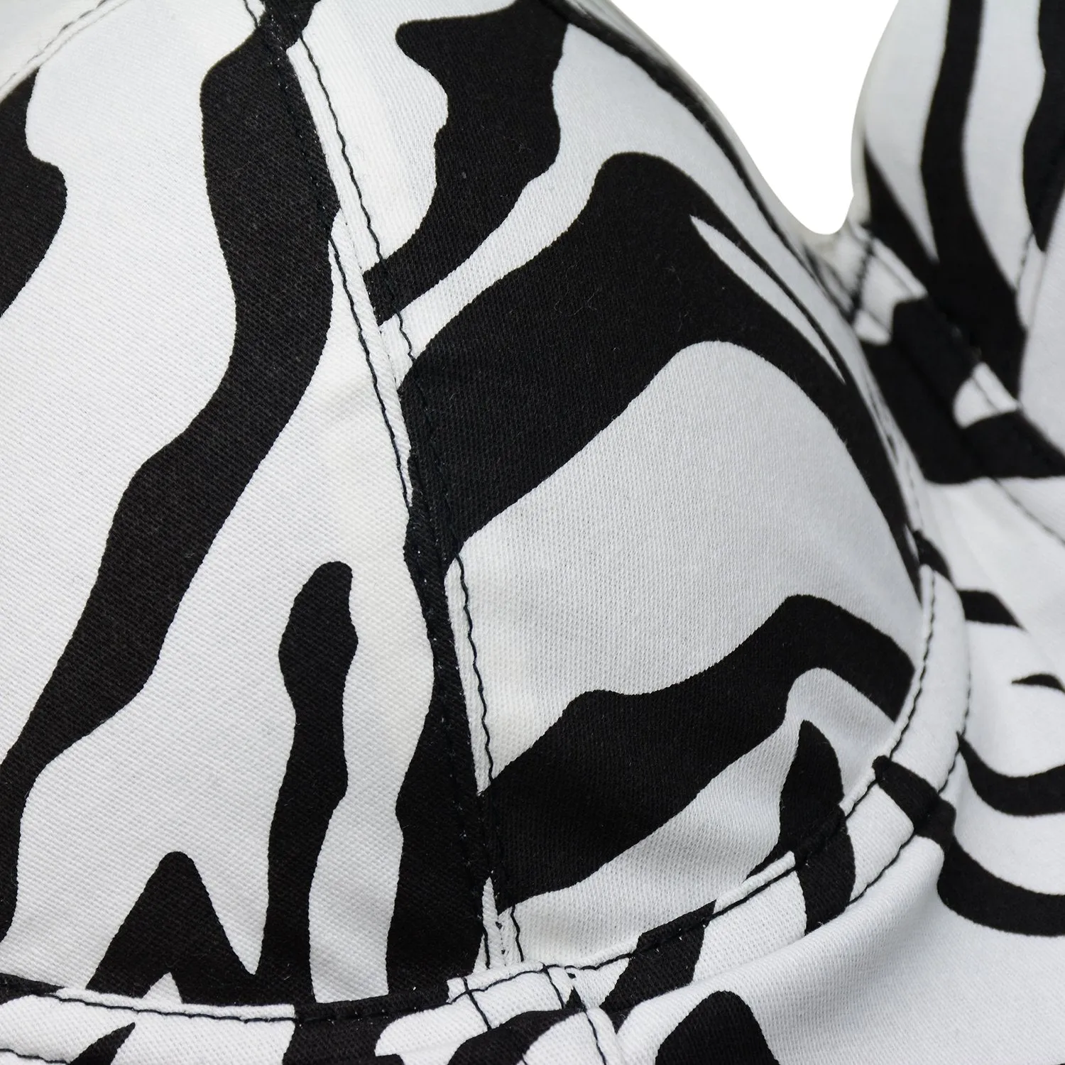 Zebra Pattern Bustier Crop Top Push Up Women's Corset Top Bra Black
