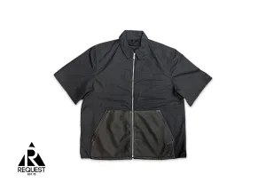 Zip Shirt Jacket Nylon Leather “Black